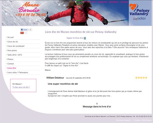 Site de Manon Barudio pour des cours de ski sur Peisey-Vallandry Cours de ski Peisey-Vallandry